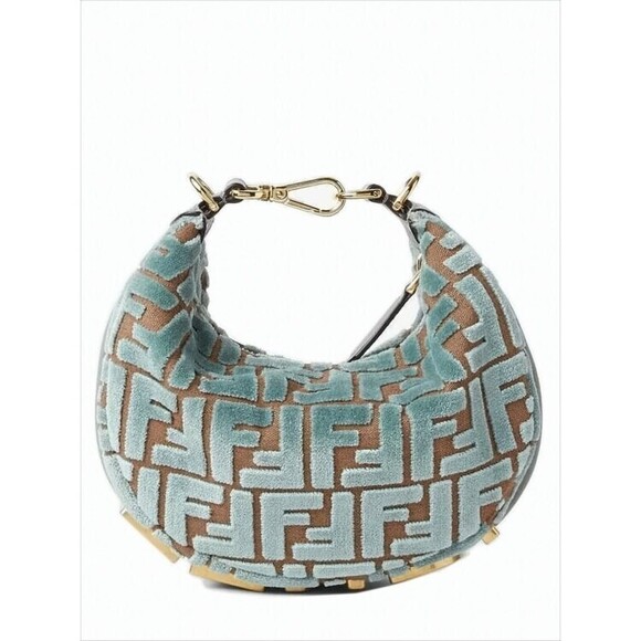 Fendi Crescent-Shaped Shoulder Bag In Plush Velvet - NWT - Picture 1 of 6